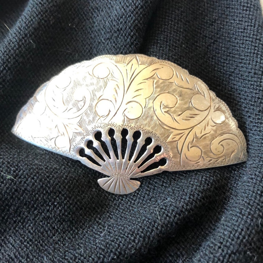 Vintage SIAM Sterling Fan Brooch‎